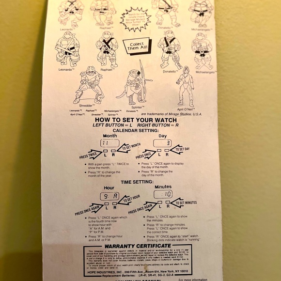 New vintage 1991 TMNT Teenage Mutant Ninja Turtles Watch - Picture 3 of 3